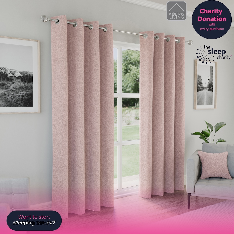 image 1 of Enhanced Living Austin Blackout, Thermal Blush Curtains with Eyelet Header (PAIR) - 66x72 inch (168x183cm) | Pink | Blush | 2