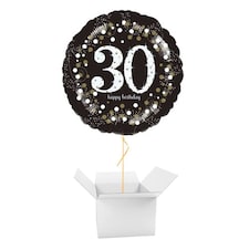 Sparkling Celebration 30th Birthday Round Foil Helium Balloon - Inflated Balloon in a Box