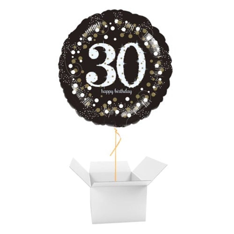 Sparkling Celebration 30th Birthday Round Foil Helium Balloon - Inflated Balloon in a Box