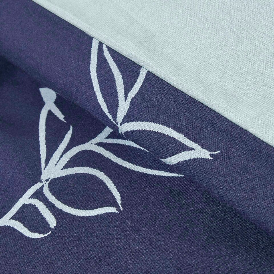 image 1 of Homescapes Blue Leaf Digitally Printed Cotton Duvet Cover Set - Super King Blue | Super King