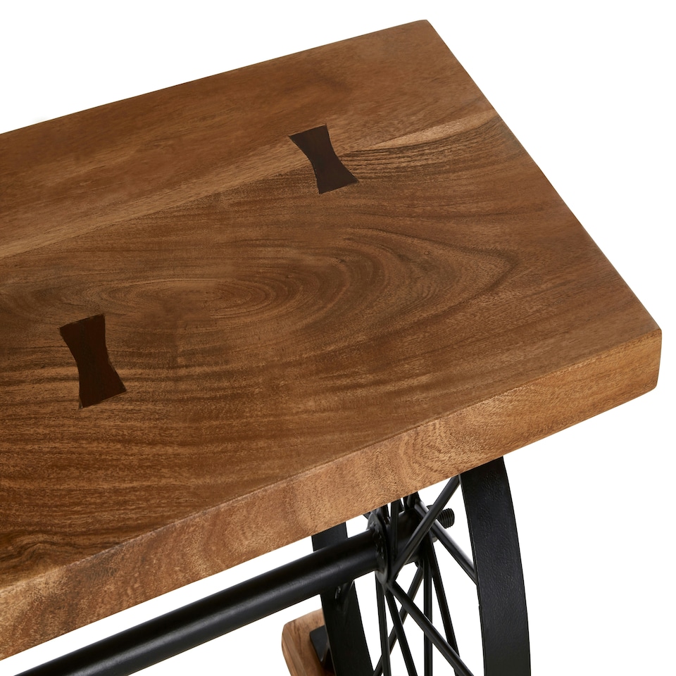 image 1 of Interiors By Premier Solid Acacia Wood Bench, Wooden Constructed Dining Bench For Dining Room, Striking Design Modern Bench Brown