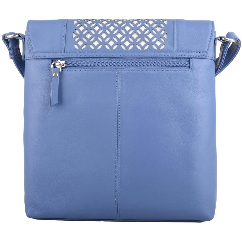 image 1 of Leather Magnetic Fastening Adjustable Strap Cross Body Shoulder Bag Blue | Slate/Blue
