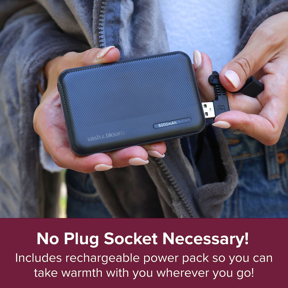 image 1 of Sash & Bloom 2-in-1 Heated Shawl & Blanket with Rechargeable Battery Pack Charcoal