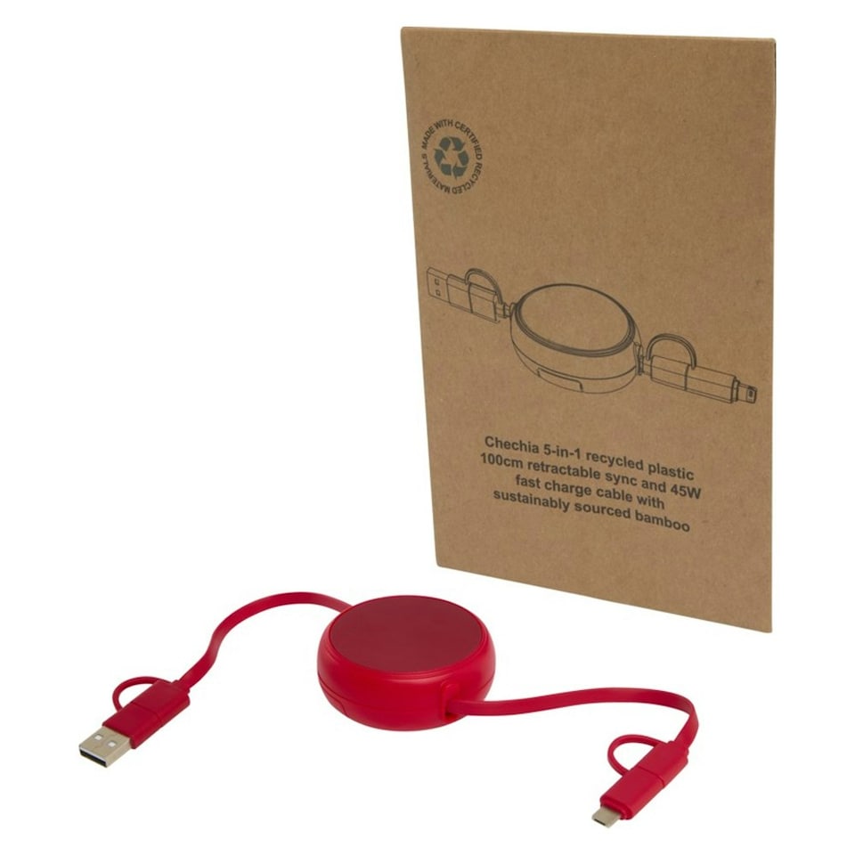 image 1 of Alasia Aluminium 5 in 1 Retractable Connector Cable - Red - One Size
