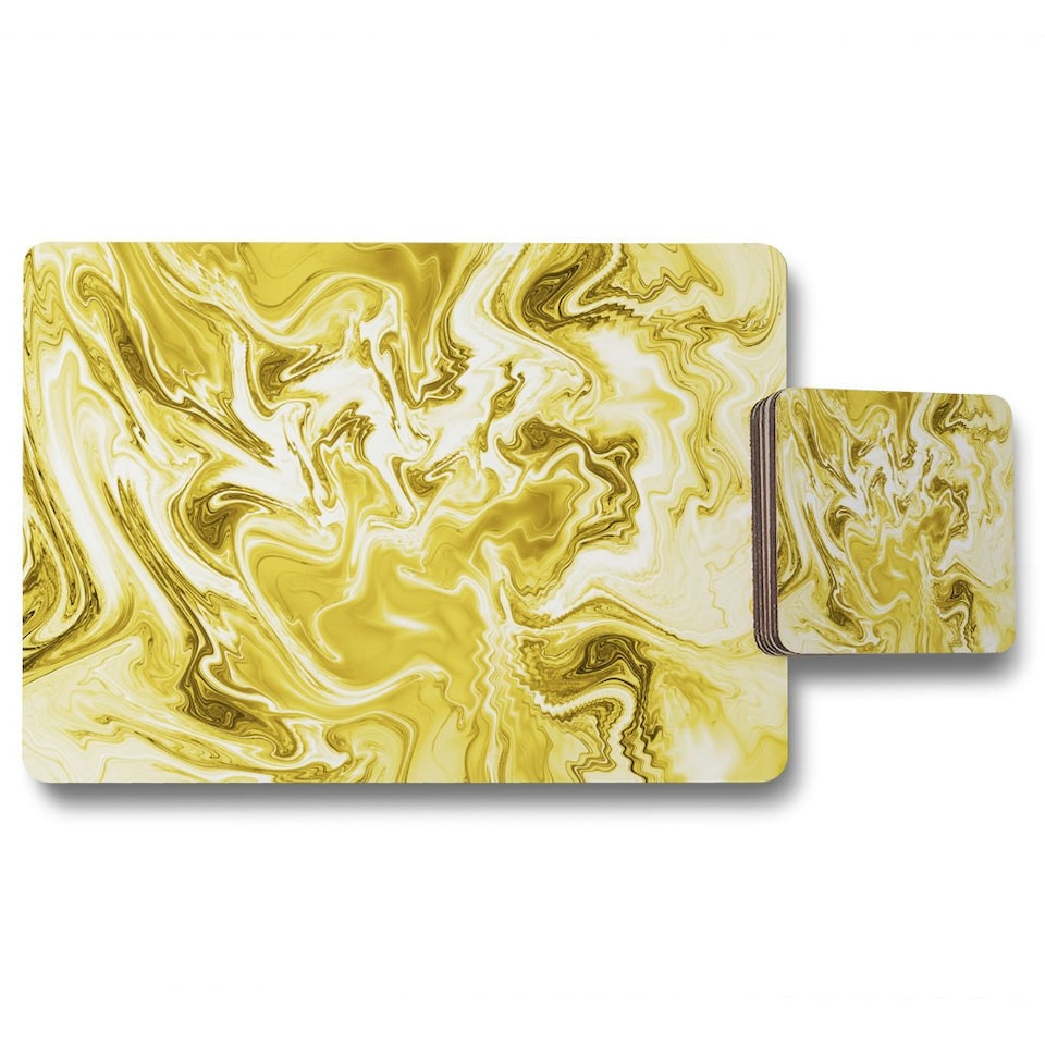 Golden Swirled Marble (Placemat & Coaster Set)