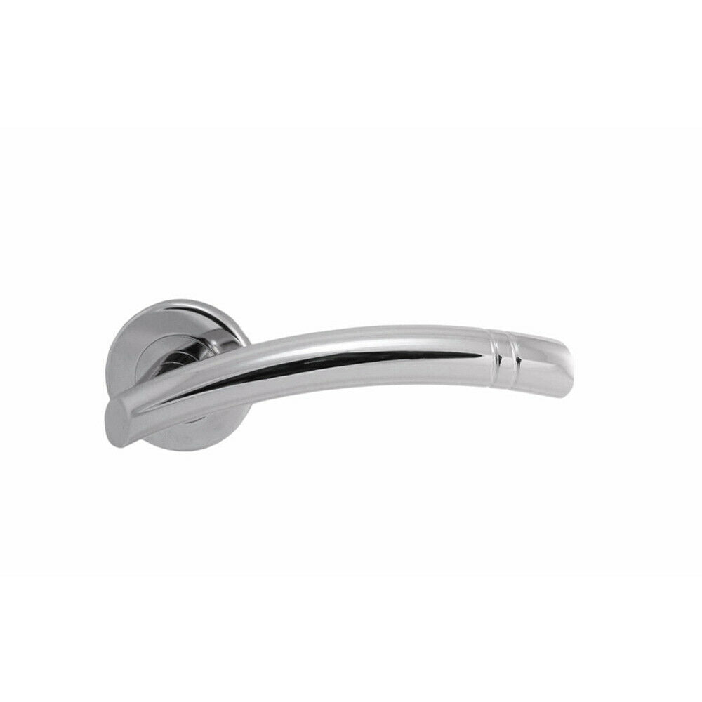 Loops PAIR Arched Round Bar Lever with Ring Detailing Concealed Fix Polished Chrome