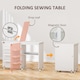 image 3 of HOMCOM Folding Sewing Table Rolling Craft Table with Drop Leaf Wheels White | White