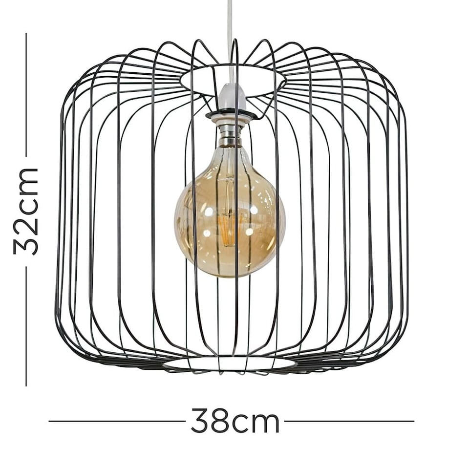 image 1 of ValueLights Ridgway Black Metal Wire Ceiling Light Shade