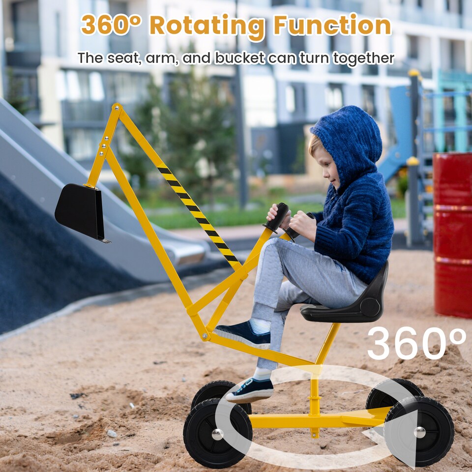 image 1 of COSTWAY Kids Outdoor Construction Excavator Sand Yellow