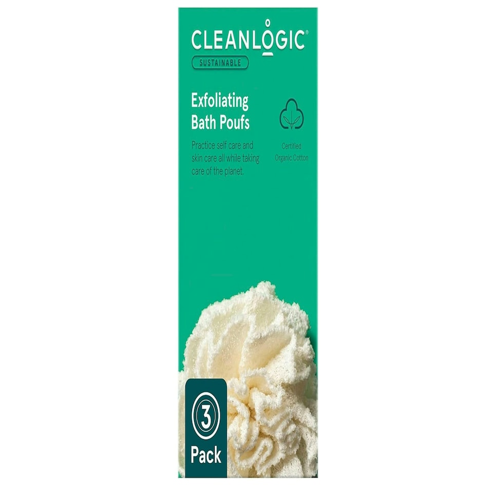 image 1 of Cleanlogic Sustainable Exfoliating Loofa Pouf Contains 3 Pairs