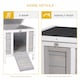image 5 of PawHut Rabbit Hutch, Bunny Cage Outdoor Wooden House w/ Asphalt Roof, Grey