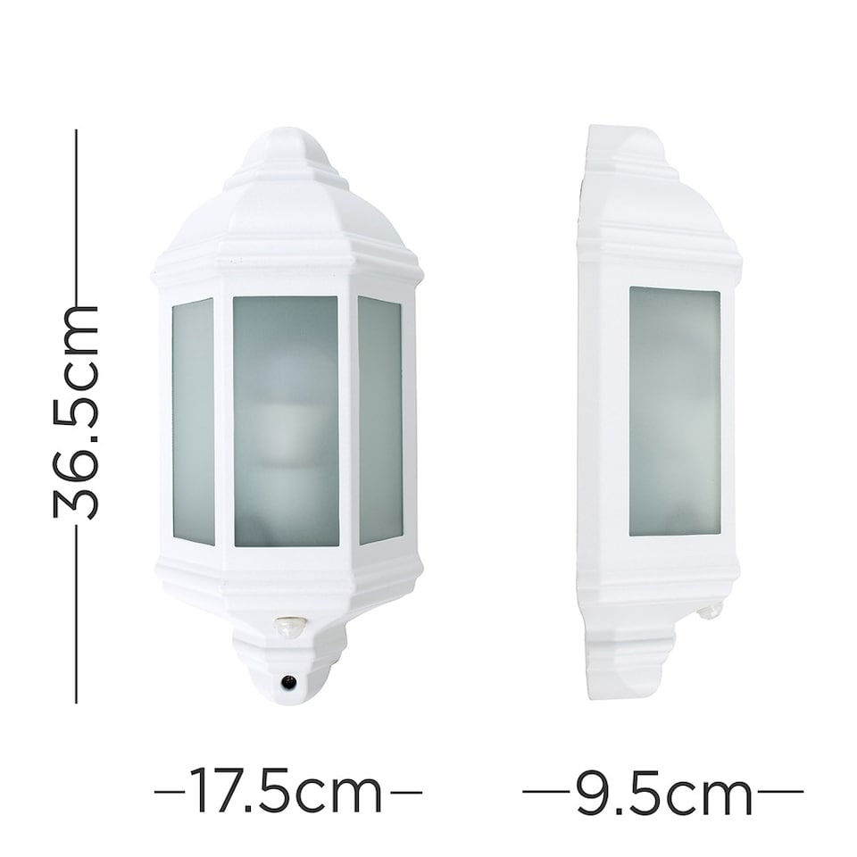 image 1 of ValueLights Kayleigh White PIR Motion Sensor Outdoor Wall Light & Warm White LED Bulb | White