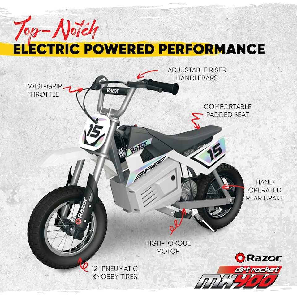 image 1 of Razor Dirt Rocket MX400 24 Volt - White
