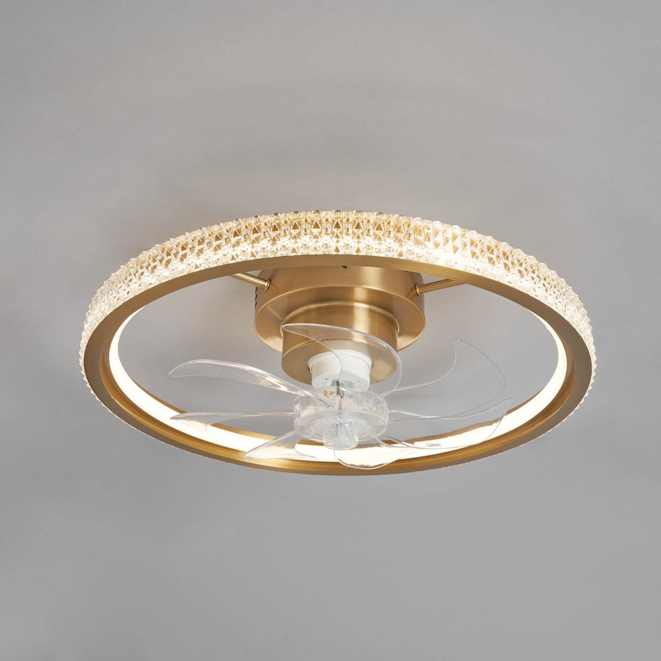 image 1 of BHS Lyona LED Dimmable Fan Ceiling Light, Warm Brass