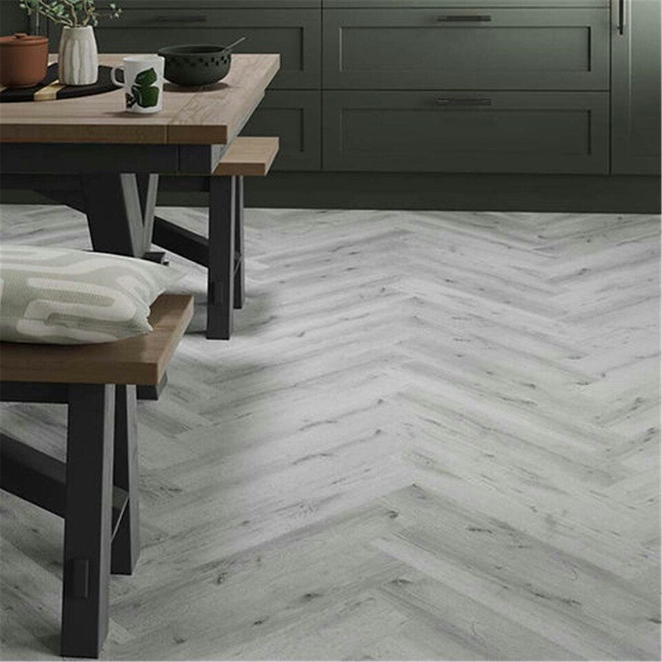 image 1 of PACK OF 5 (Total 5 Units) - Premium 5mm Thick Silver Oak Herringbone Flooring - 126mm (W) x 630mm (L)