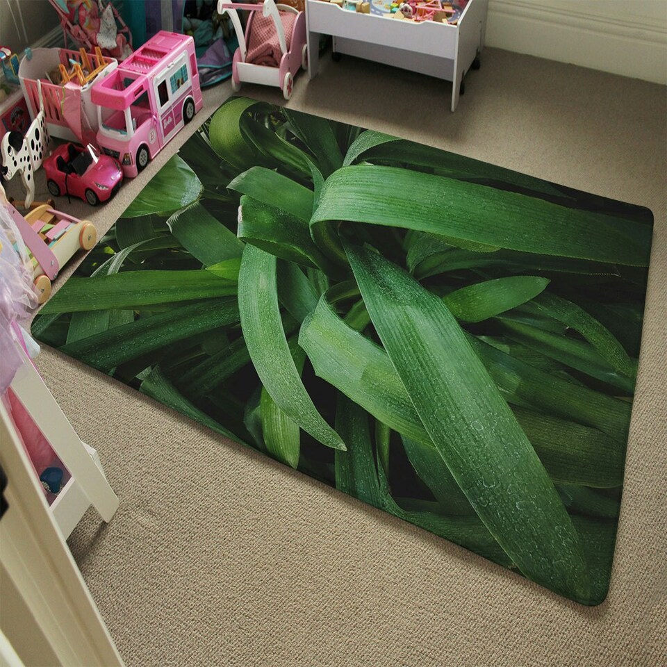image 1 of Tropical leaves closeup, Greenhouse, Atmospheric background, Selective focus (Rug) Green | XL