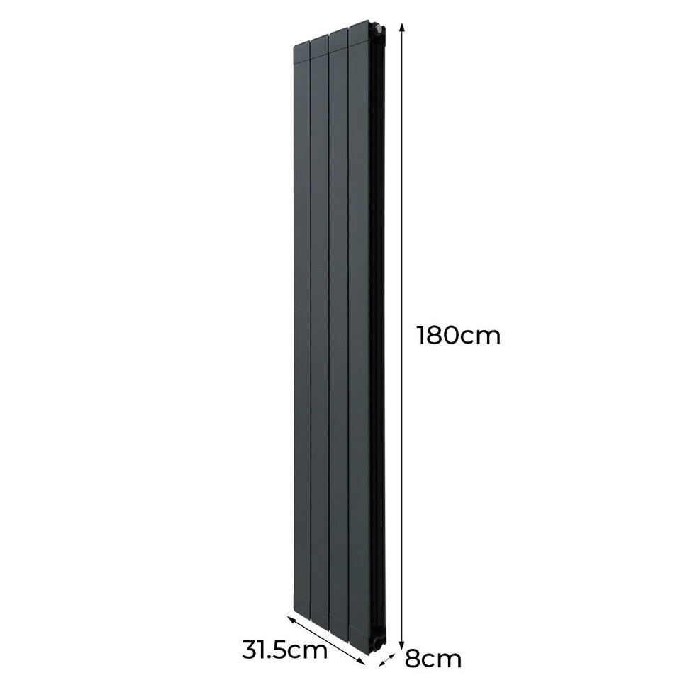 image 1 of Aluminium Radiator & Valves 1800mm x 315mm Anthracite Grey