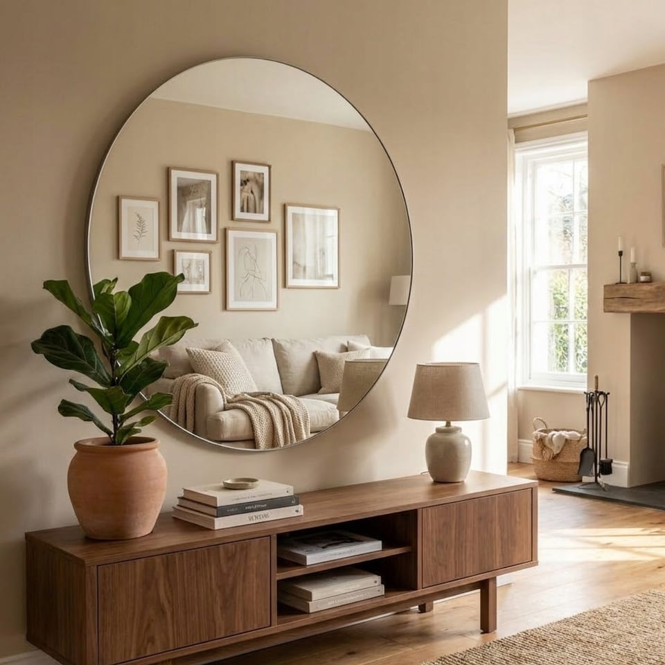 image 1 of Round Bathroom Mirror 70cm Frameless Polished Edge 4mm Silver Glass