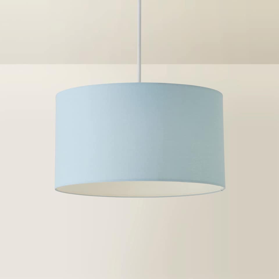 image 1 of ValueLights Reni Duck Egg Blue Fabric Ceiling Lamp Shade (D)35cm | Blue