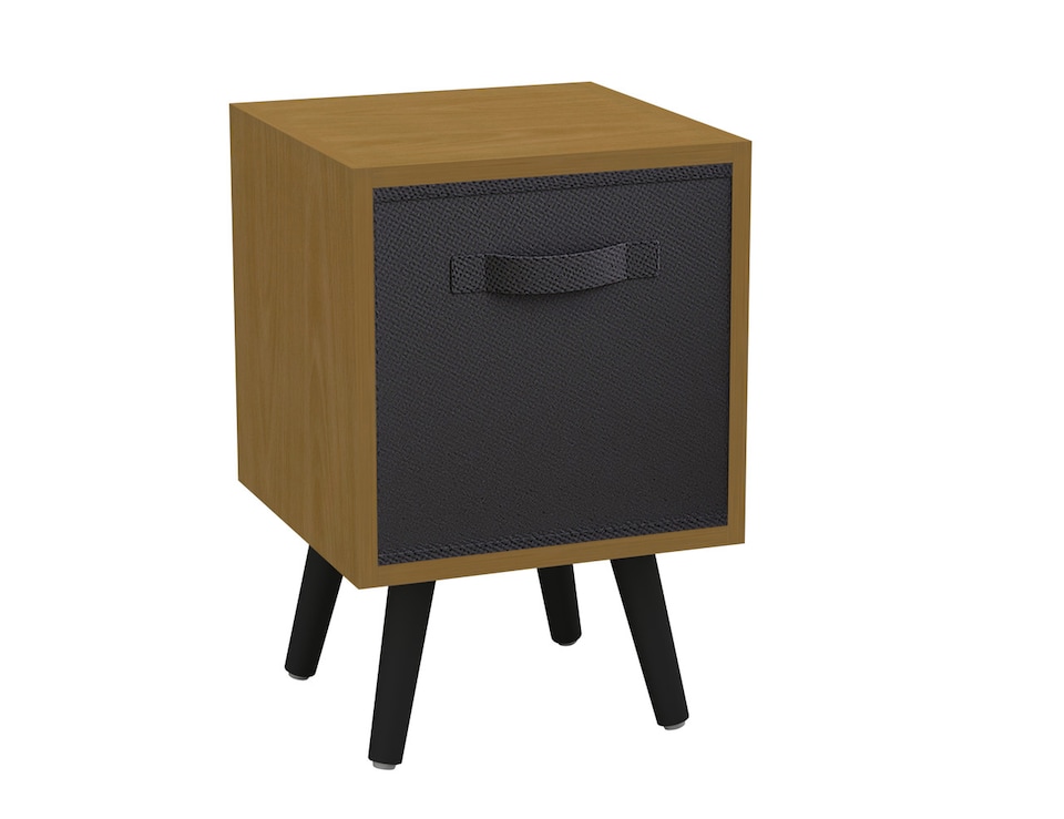 image 1 of Beech 1-Drawer Cube Shelving Unit with Scandinavian Legs | Black | Black & Black | 1
