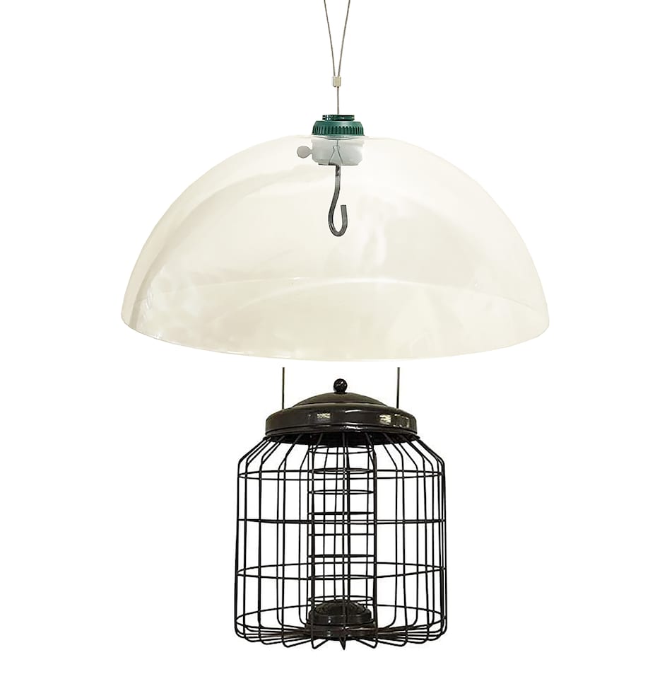 image 1 of Heavy Duty Squirrel Proof Hanging Suet Fat Ball Bird Feeder & Plastic Baffle