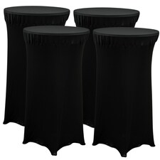 Stretch Cocktail Bar Fitted Table Cloth Cover Skirt Spandex Decorative | Black | 4xBlack