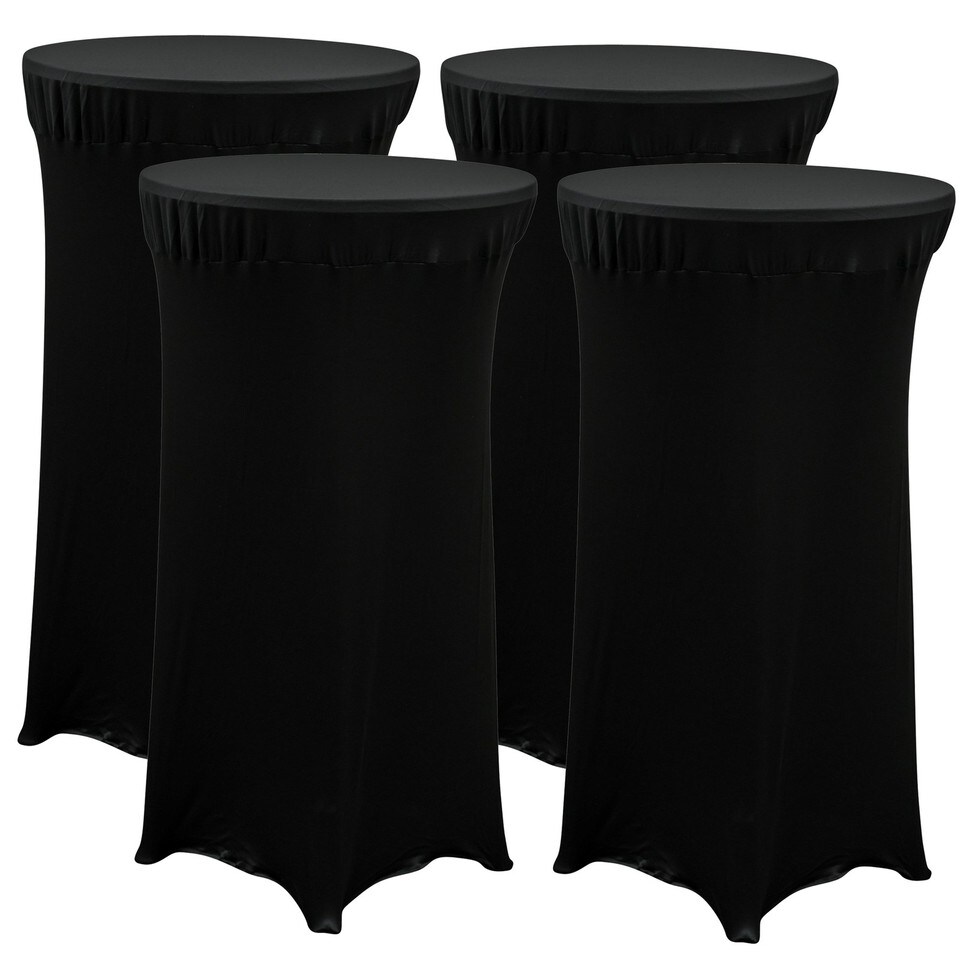 image 1 of Stretch Cocktail Bar Fitted Table Cloth Cover Skirt Spandex Decorative | Black | 4xBlack