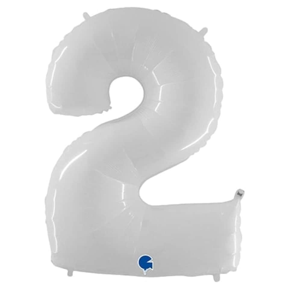 White Number 2 Helium Foil Giant Balloon 102cm / 40 in