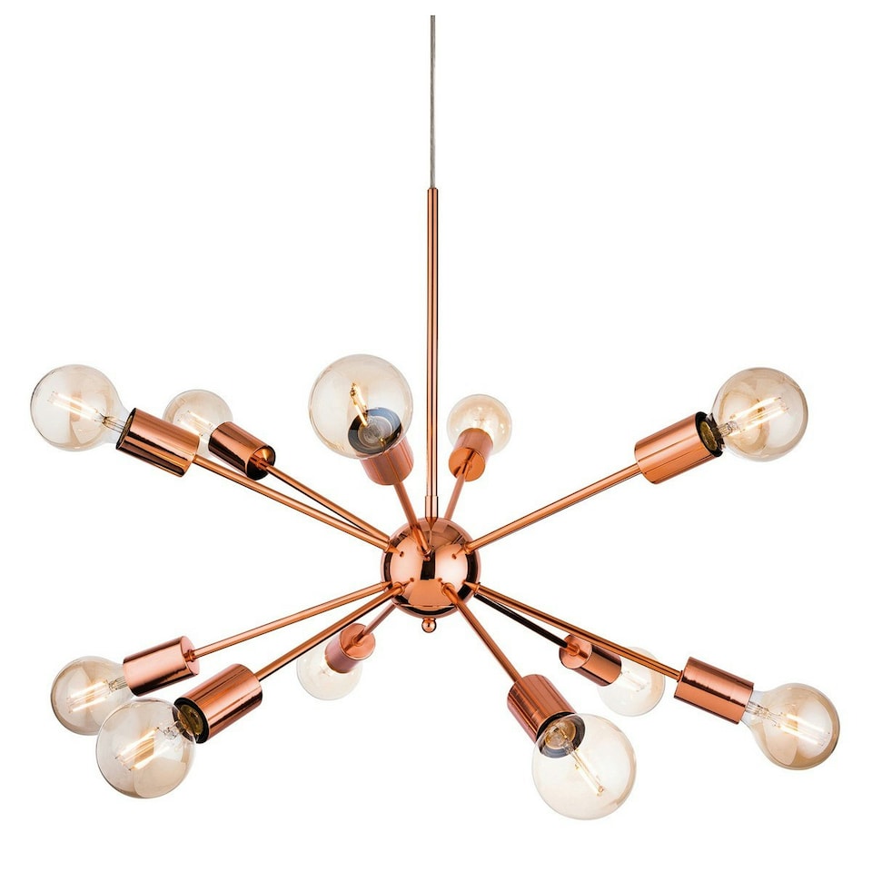 Alfa 12 Light Multi Arm Ceiling Pendant Copper, E27