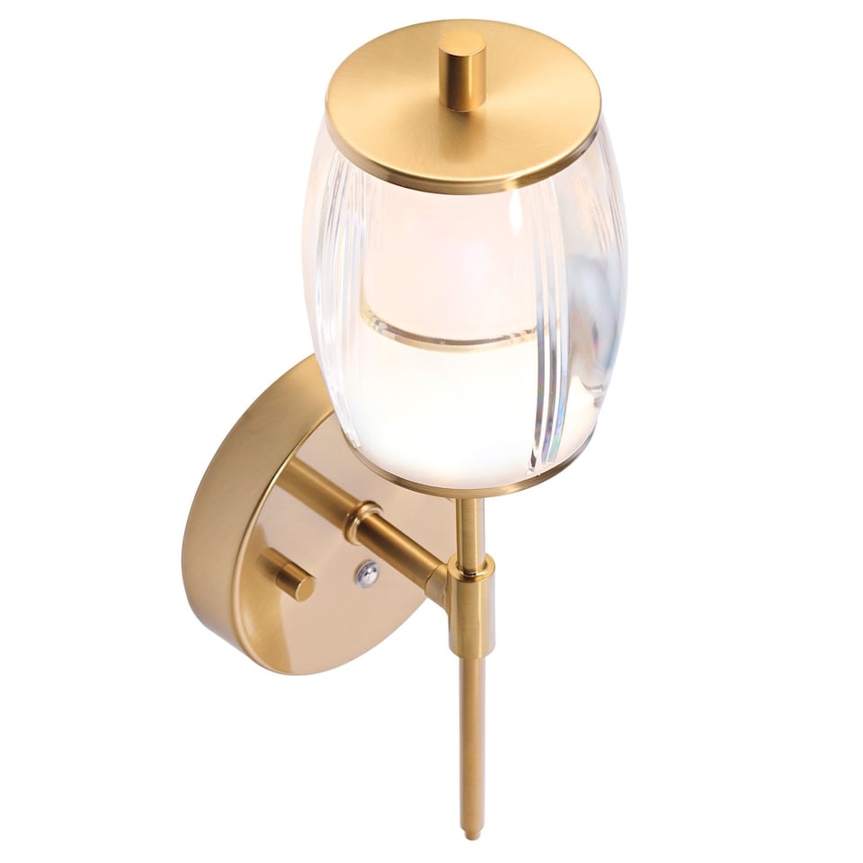image 1 of Satin Gold Wireless Rechargeable Touch Dimmer Wall Light with Clear Glass Shade | Gold | Gold | 1