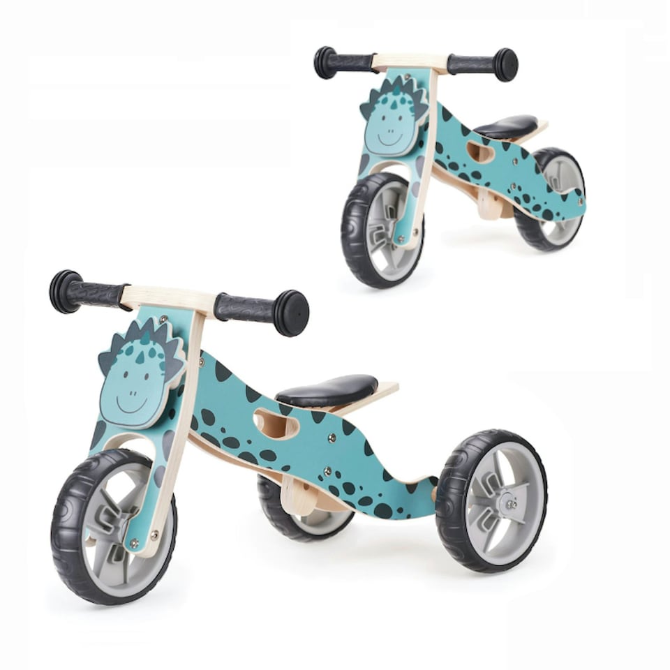 image 1 of Hooga 2-in-1 Balance Bike - Wooden Trike for Kids Blue