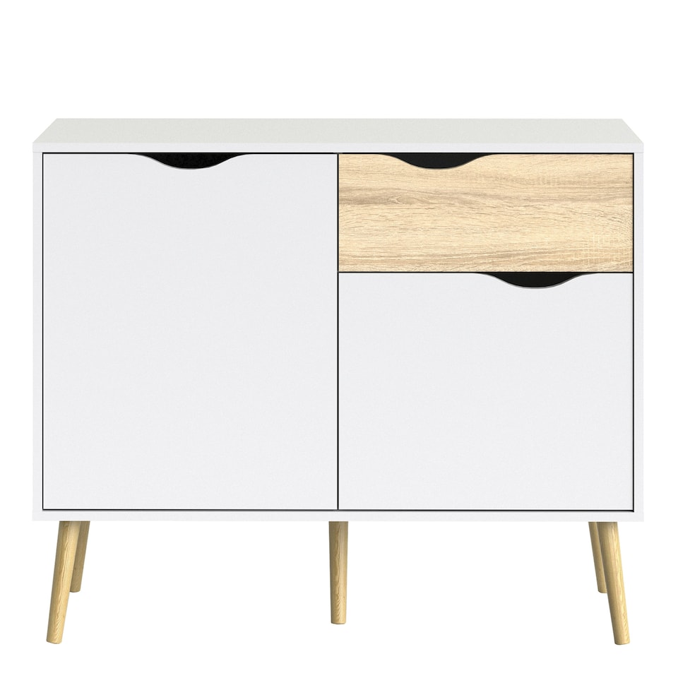 image 1 of Oslo Sideboard Small 1 Drawer 2 Doors in White and Oak