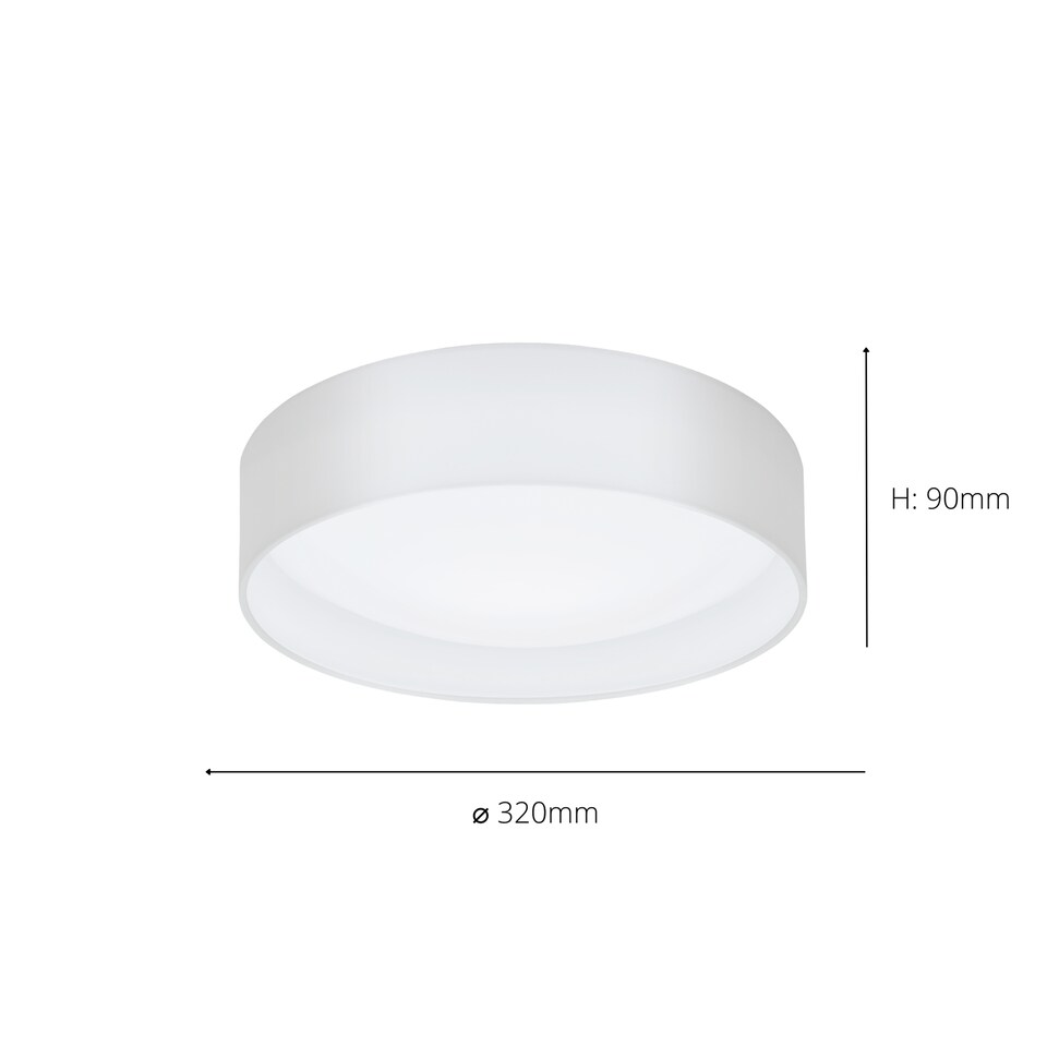 image 1 of EGLO Pasteri White Fabric & Plastic LED Ceiling Light | White