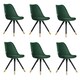 image 1 of Set of 6 Sofia Ergonomic Modern Dining Chairs Upholstered in Velvet, Metal Legs with Gold End Tips Green
