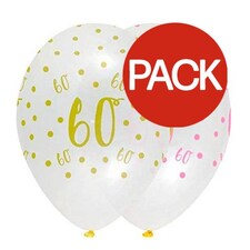Creative Party Latex 60th Birthday Balloons (Pack of 50) - Yellow/Pink - One Size