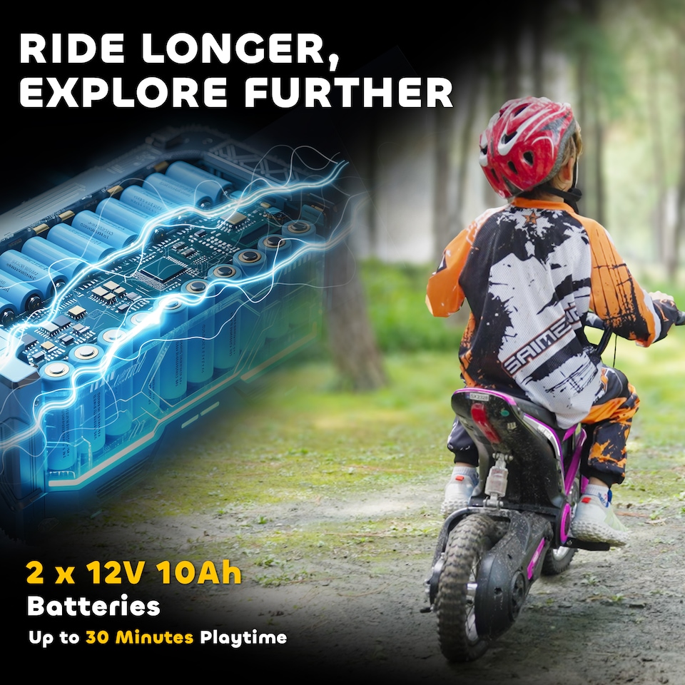 image 1 of HOMCOM 24V Kids Electric Motorbike with Twist Grip Throttle, Music, Horn - Pink