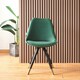 image 2 of Set of 6 Sofia Ergonomic Modern Dining Chairs Upholstered in Velvet, Metal Legs with Gold End Tips Green