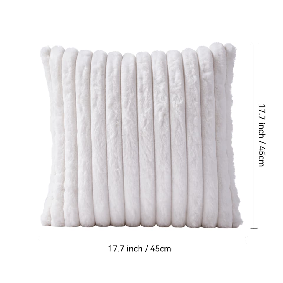 image 1 of Living and Home Striped Plush Sofa Throw pillow with Insert,White | White