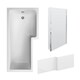 image 1 of 1700mm Right Hand L Shape Bathtub, Front Panel with Bath Screen - Chrome Profile White