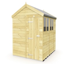 8 x 10 Feet Apex Shed - Single Door With Windows - Wood - L302 x W231 x H217 cm Brown