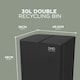 image 9 of DMD 30L Stainless Steel Recycling Bin, 2 x 15L Removable Plastic Recycling Buckets | Silver | Silver