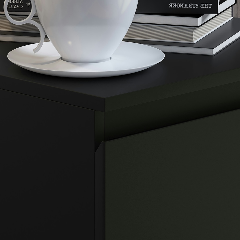 image 1 of FWStyle Stora 2 Drawer Bedside Cabinet - Matt Black