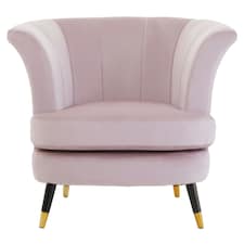 Interiors by Premier Dusty Pink Velvet Scalloped Chair, Long-lasting Scallop Chair Velvet, Body Supportive Scalloped Armchair