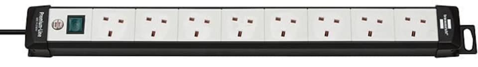 BRENNENSTUHL - Premium-Line 8 Way Switched Extension Lead, 3m Black / Grey