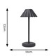 image 6 of ValueLights Avery Black Rechargeable Table Lamp & Integrated Bulb | Black