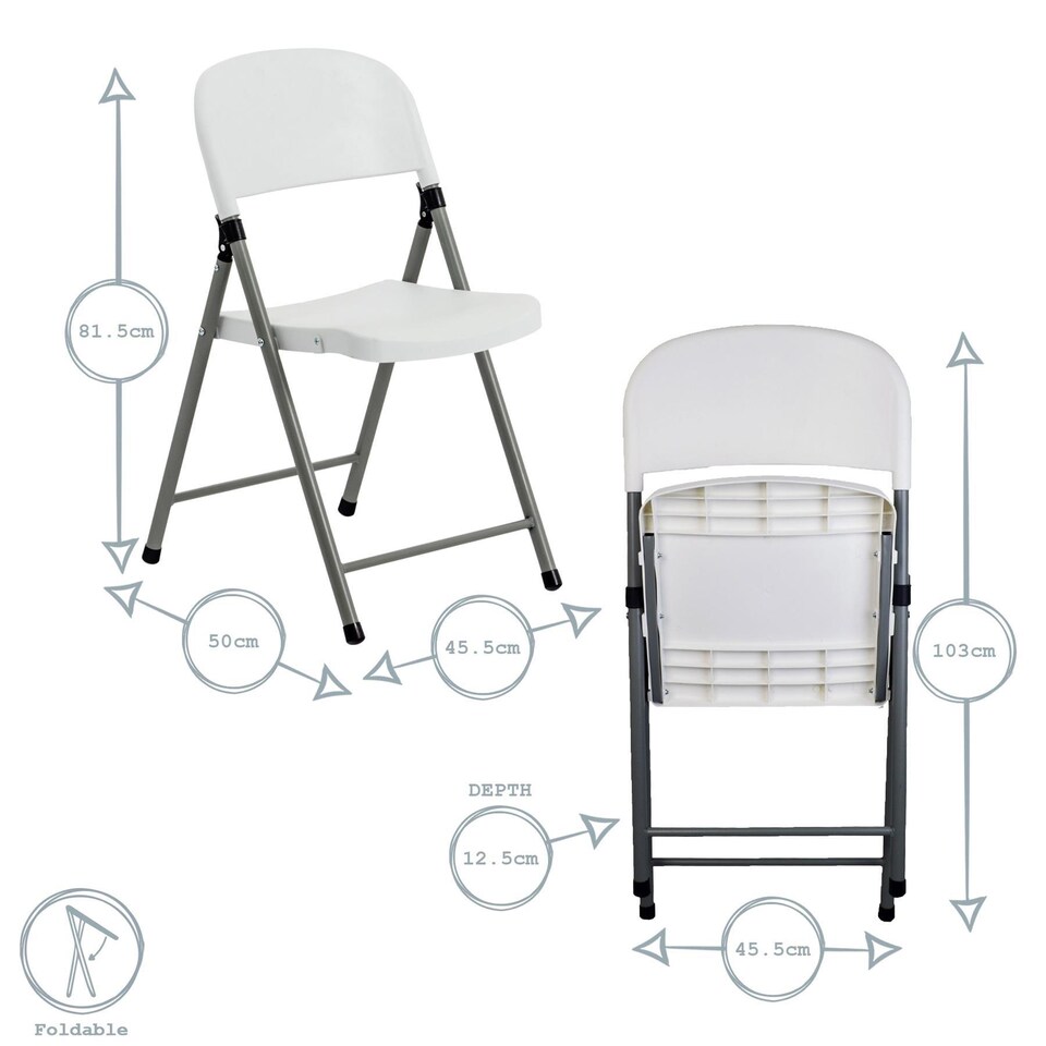image 1 of Harbour Housewares Folding Trestle Chair - White | White | White