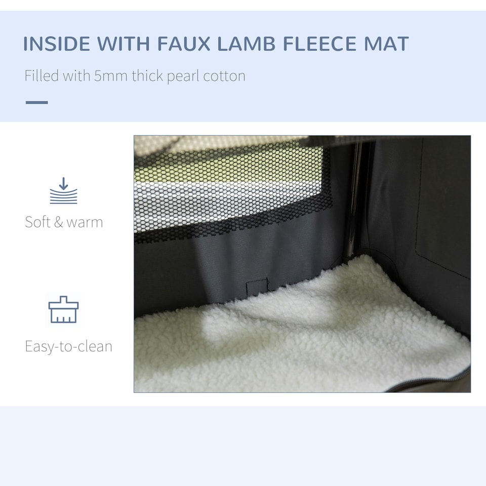 image 1 of PawHut 51cm Foldable Pet Carrier Bag Soft Travel Dog Crate for Mini Dogs Grey