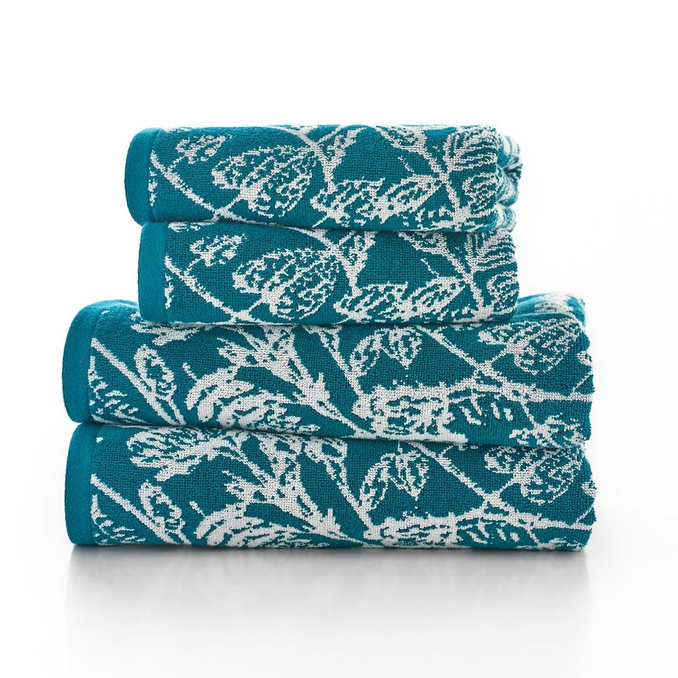 image 1 of Secret Garden Yarn Dyed Jacquard 100% Cotton Towels 550gsm Green | Sage | Hand towel