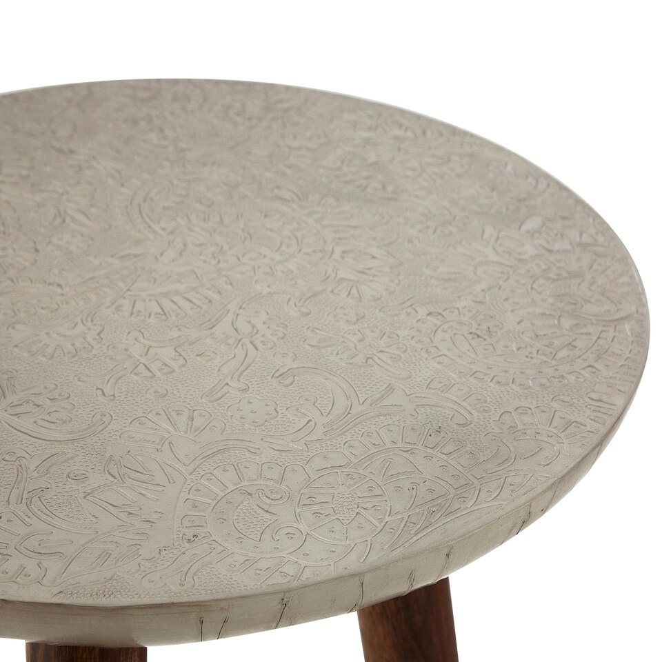 image 1 of Interiors by Premier Sturdy Metal And White Finish Carve Side Table, Versatile Side Table By Couch, Classic Profile Corner Table