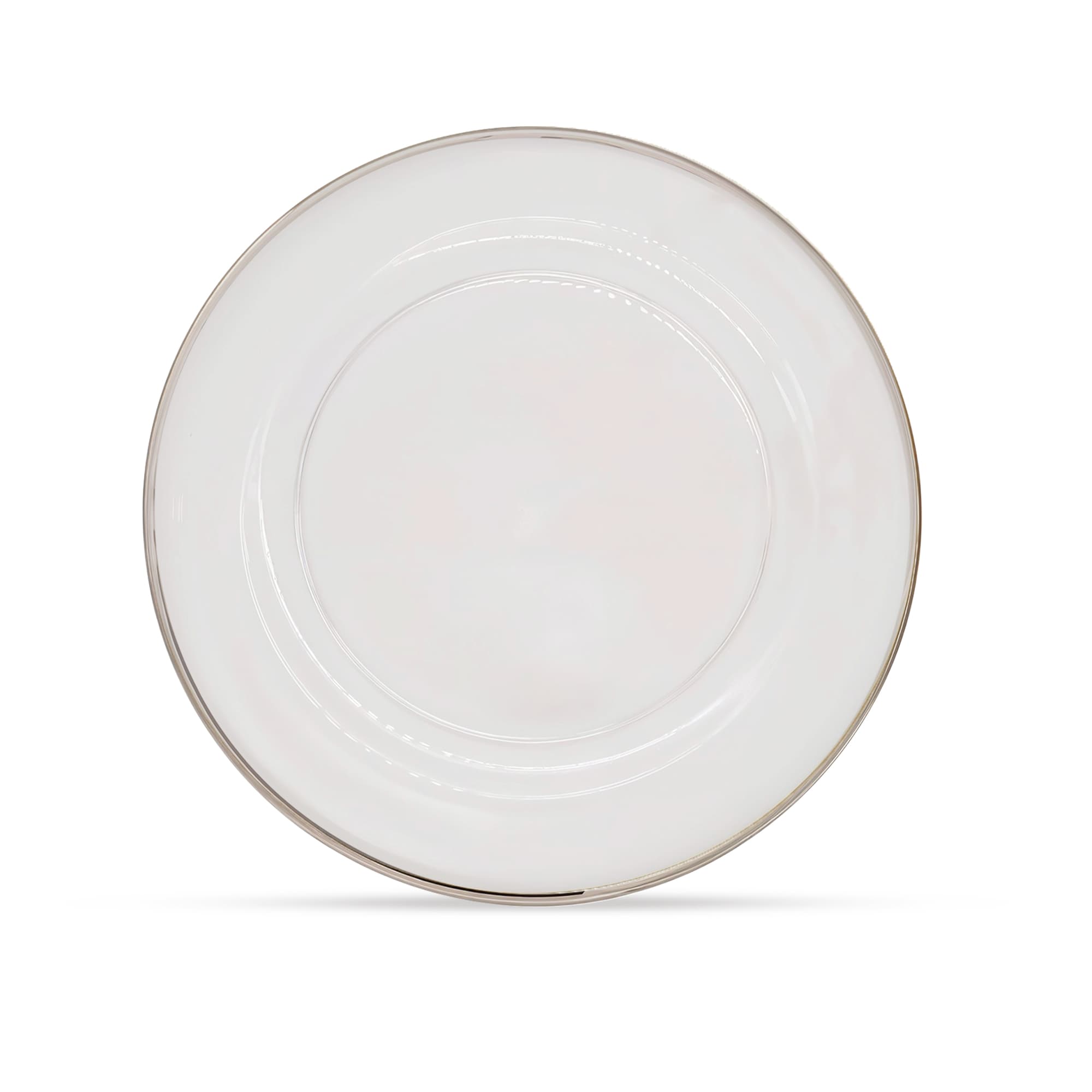 Neel Blue 33cm Acrylic Charger Plate with Trim Edge for Dinner Table Decoration in Silver